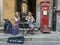 A pair of young musicians perform in the Old Town of Warsaw in Poland.