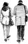 A pair of young townspeople walking