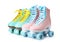 Pairs of bright stylish roller skates