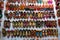 Pairs of colorful Rajasthani womens` shoes at display for sale.Jaisalmer, Rajasthan, India