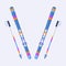 Pairs of skis and sticks, poles, flat isolated vector illustration