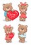 Pairs of Soft Fluffy Teddies Holds Heart with Text