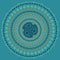 Paisley circle composition .Vector Oriental motif in cool colors