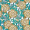 Paisley vector seamless pattern. Ethnic floral turquoise background with vintage oriental gold silver paisley flowers, swirls, li