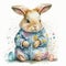 Pajama Party Bunny: Adorable Rabbit with Easter Flowers AI Generated