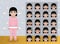 Pajama Sleepwear Girl Cartoon Emotion faces Vector Illustration