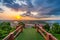 Pak Nam Chumphon town and fisherman village from Khao Matsee viewpoint in Chumphon, Thailand