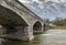 Pakenham Bridge, a five span stone bridge that crosses the Mississippi River on a cloudy autumn day in Pakenham, Canada