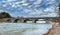 The Pakenham Bridge, a five span stone bridge that crosses the Mississippi River on a cloudy autumn day in Pakenham, Canada