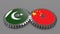Pakistan and China Country Flags with Mechanical Gears Representing economy cooperation, strong ties
