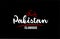 Pakistan country on black background with red love heart and its capital Islamabad