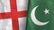 Pakistan and England two flags textile cloth 3D rendering
