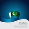 Pakistan flag background. Vector design. Wavy ribbon colors flag of pakistan on blue white background. National poster, flyer