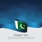 Pakistan flag background. Vector design. Wavy ribbon colors flag of pakistan on blue white background. National poster. State
