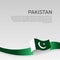 Pakistan flag background. Wavy ribbon colors flag of pakistan on white background. National poster. Vector illustration. State