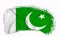 Pakistan flag, brush stroke, typography, lettering, logo, label, banner on a white background