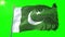 Pakistan flag seamless looping 3D rendering video. Beautiful textile cloth fabric loop waving