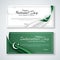 Pakistan flag theme Card with wavy ribbon colors of the national flag of Pakistan Text of Happy National Day and Independence Day