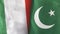 Pakistan and Italy two flags textile cloth 3D rendering