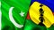 Pakistan and New Caledonia flags. 3D Waving flag design. Pakistan New Caledonia flag, picture, wallpaper. Pakistan vs New