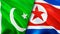 Pakistan and North Korea flags. 3D Waving flag design. Pakistan North Korea flag, picture, wallpaper. Pakistan vs North Korea