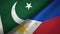 Pakistan and Philippines two flags textile cloth, fabric texture