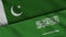 Pakistan and Saudi Arabia Flags, Breaking News, Political Diplomacy Crisis Concept