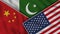 Pakistan United States of America China Flags Together Fabric Texture Effect Illustrations