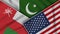 Pakistan United States of America Oman Flags Together Fabric Texture Illustration