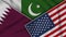 Pakistan United States of America Qatar Flags Together Fabric Texture Illustration