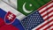 Pakistan United States of America Slovakia Flags Together Fabric Effect Illustration
