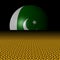 Pakistani flag sphere and radioactive warning signs illustration