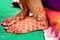 Pakistani Indian Bridal showing foot mehndi design