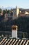 The palace of the Alhambra and the chimneys of Albaicin, Granada, Spain