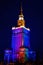 Palace of Culture and Science at night. Warsaw, Poland