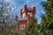 Palace da Pena tower behind trees. Sintra, Lisbon. Portugal