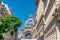 Palace of the Deposits and Consignments building in Bucharest, Romania. CEC Palace on a sunny summer day with a blue sky in