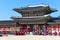 Palace guards inspection ceremony taking place at Gyeongbokgung Palace