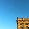Palace, moon, fairytale and sky in Turin city, Italy
