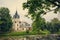 Palace in Olszanica among the trees, Bieszczady, Poland