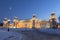 Palace and Park ensemble `Tsaritsyno` in lunar winter night before Christmas and New Year.