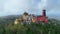 Palace of Pena in Sintra. Lisbon, Portugal. Part of cultural site of Sintra City. Drone Point of View. 4k