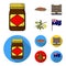 The palace of Queen Victoria, Mount Uluru, a flower of a mimosa, a national flag.Australia set collection icons in