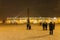 Palace Square in St Petersburg in night snowfall