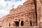 Palace Tomb in the rock in Petra Red Rose City, Jordan.