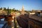 Palaces and bell towers of the historic district Piazza di Spagna of Rome