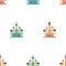 The palaces of the princess. Vector seamless pattern in cartoon scandinavian style. Colorful royal castles on a white