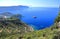 Palaiokastritsa on Corfu island. View from Angelokastro. Ionian Sea, Greece.