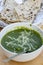 Palak paneer or spinach and cottage cheese curry is a healthy main course recipe in India. Popular Indian healthy food, served