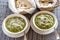 Palak paneer or spinach and cottage cheese curry is a healthy main course recipe in India. Popular Indian healthy food, served